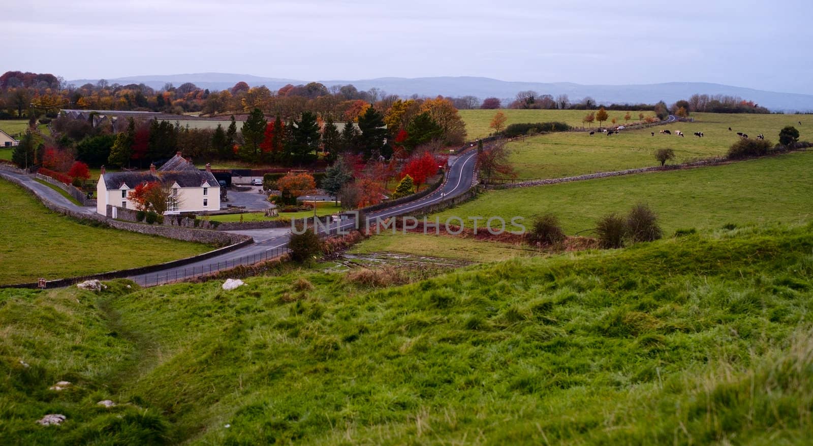 Autumn landscape in a small village in Ireland.