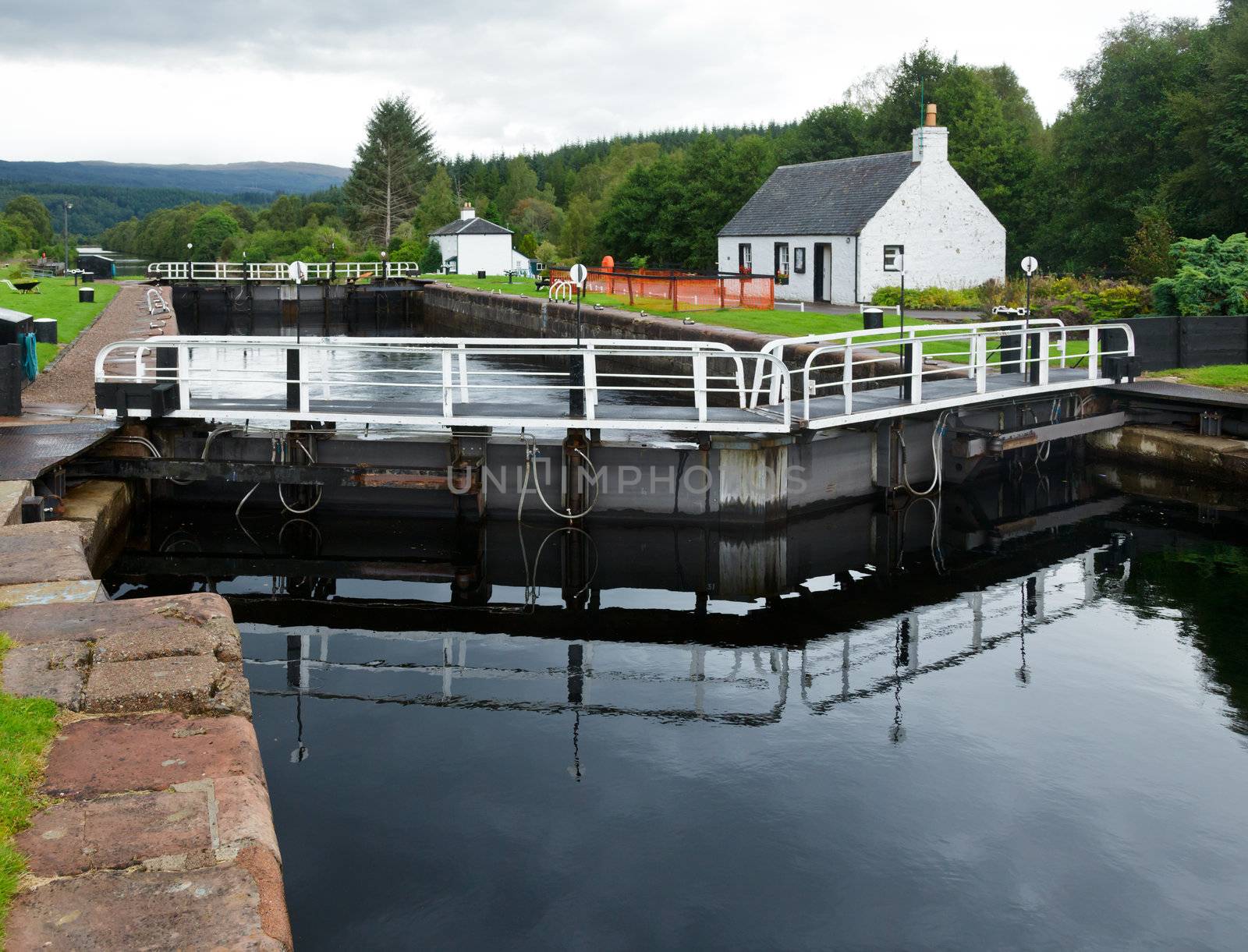 Cullochy Lock on the Caledonian Canal in Scotland