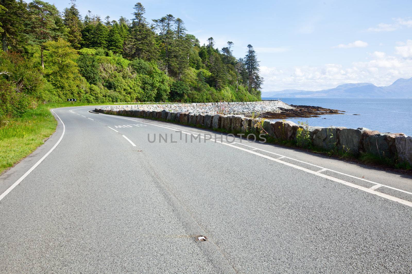 Scenic coast road in Scotland