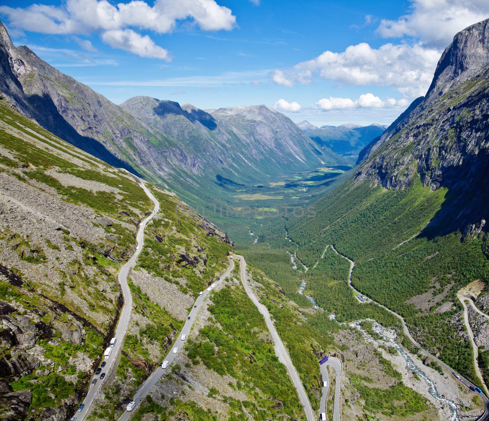 Winding mountain road called Trollstigen (Troll's Ladder) in Norway