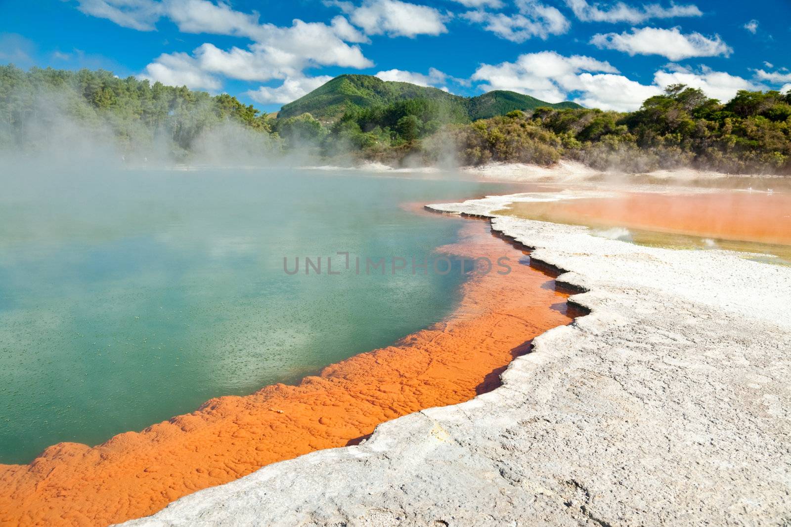Champagne Pool at Wai-O-Tapu geothermal area in New Zealand