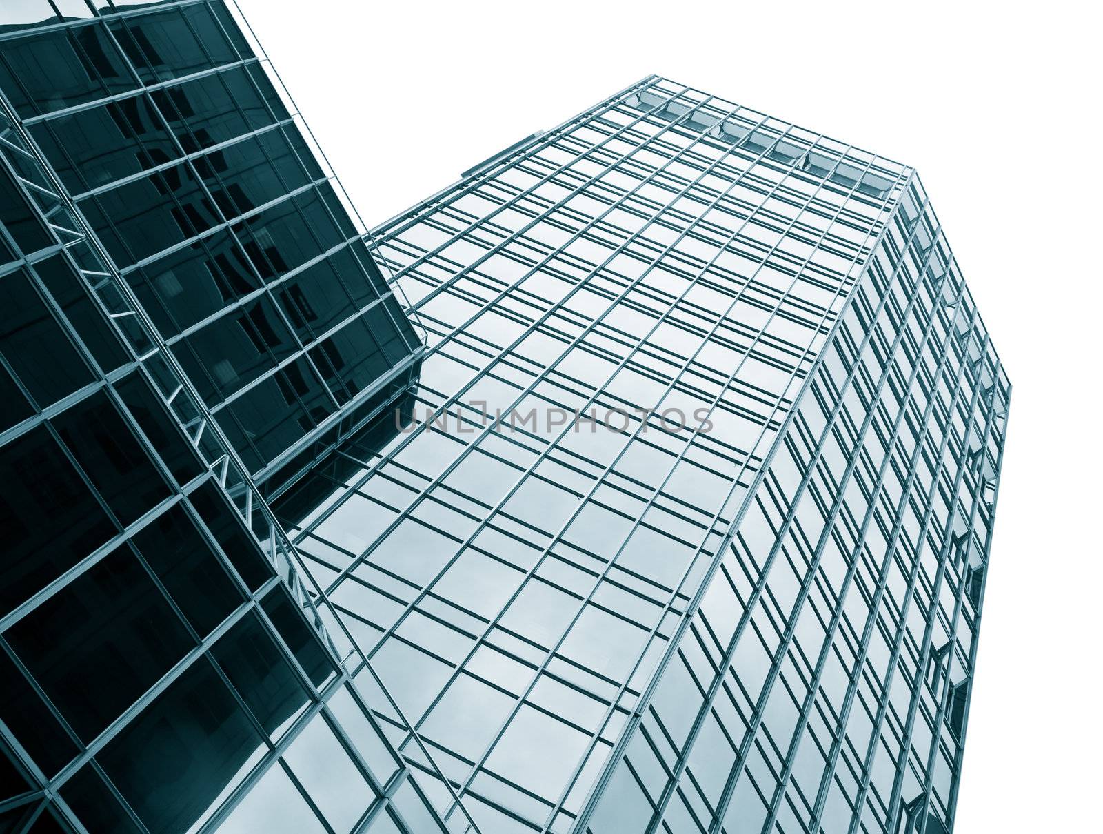 Modern office building glass facade toned