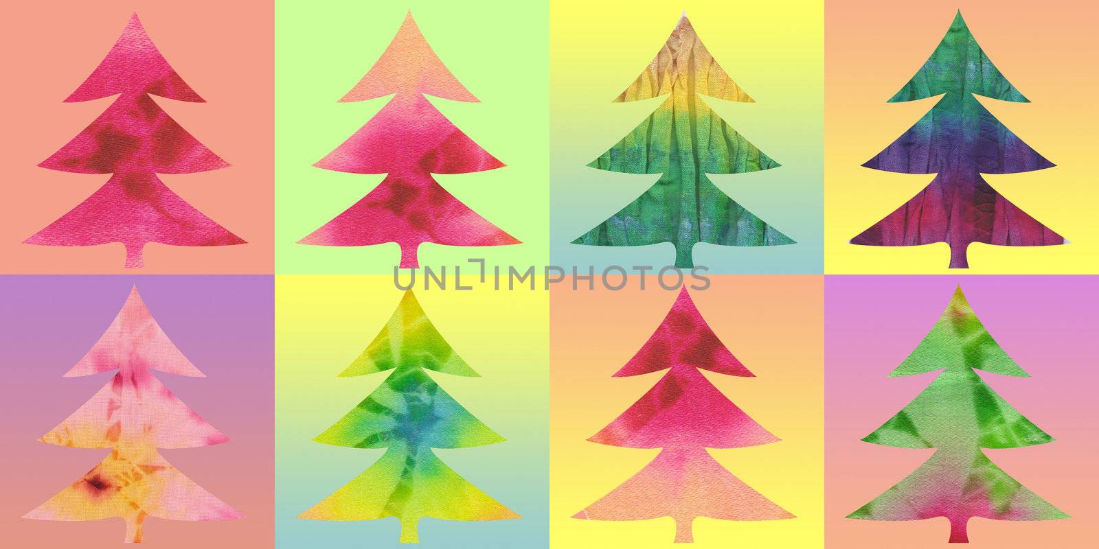 batik christmas trees color background by vergasova