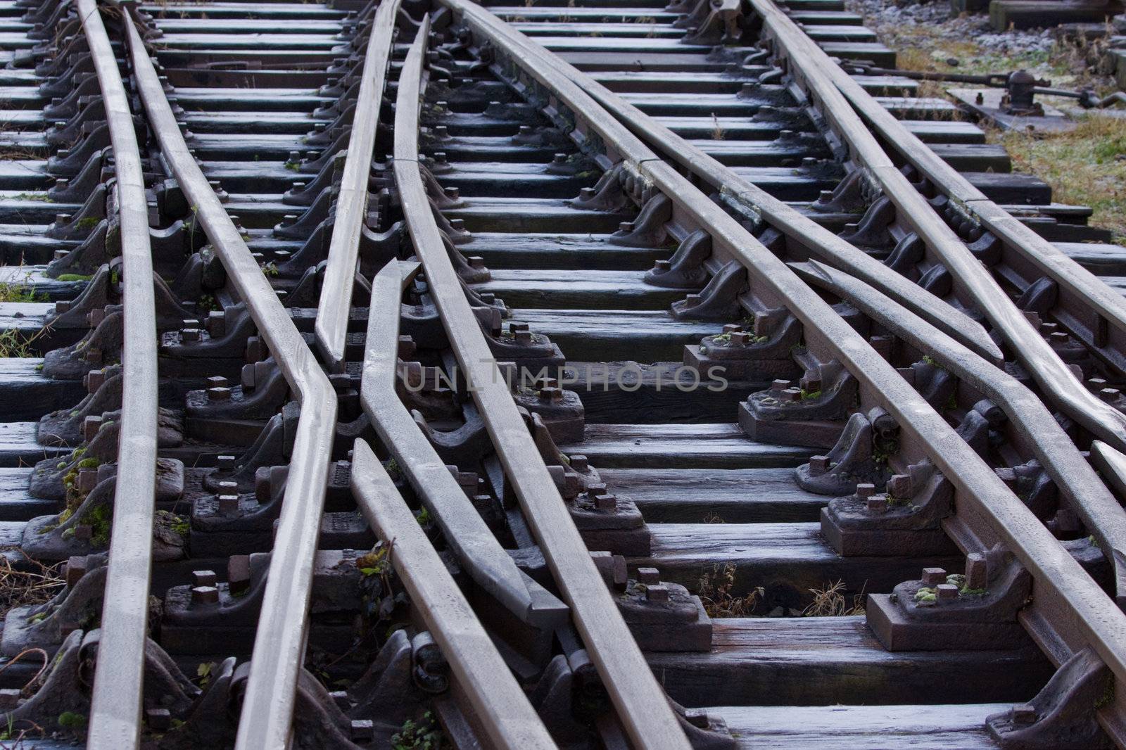 Railway lines after overnight frost