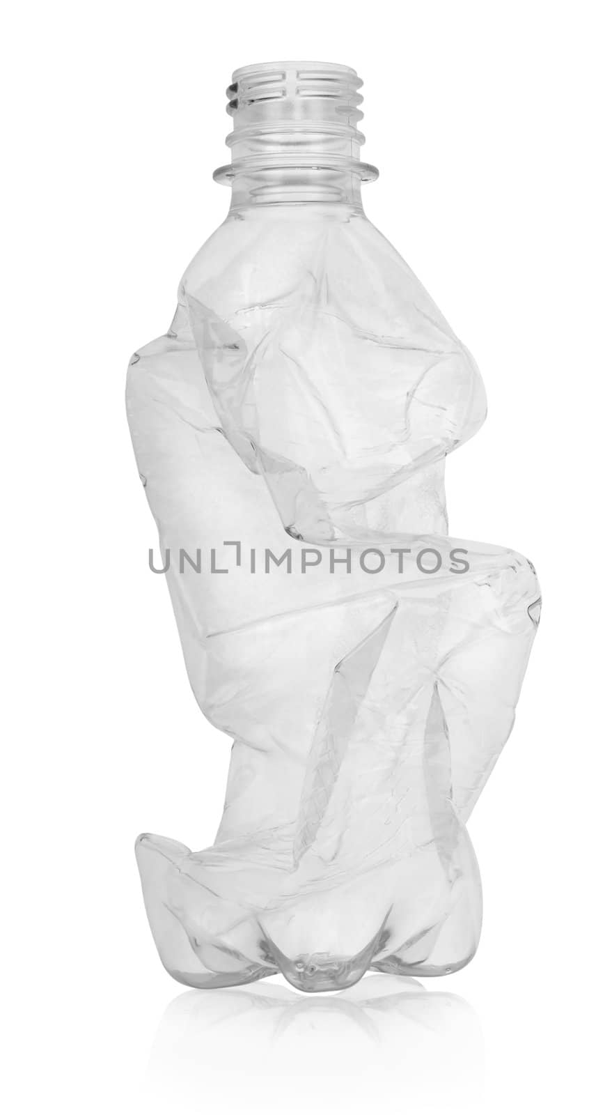 Crumpled plastic bottle isolated on a white background