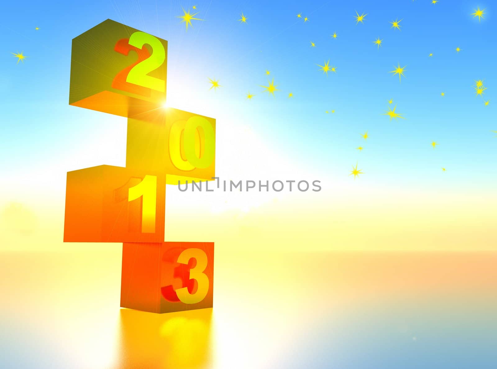 3 D illustration of the number 2013