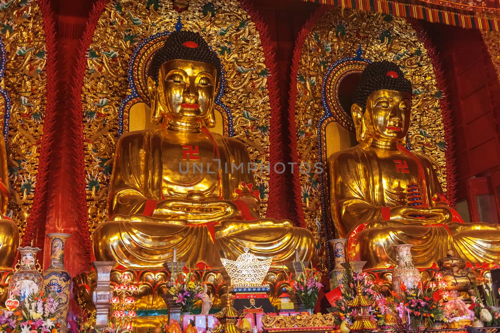 Baolin Temple Seated statues of Buddha. It is located 25 km sout by Marcus