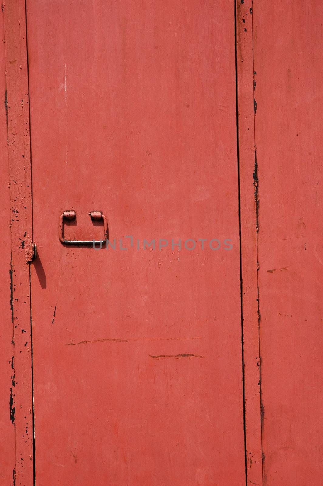 red iron door