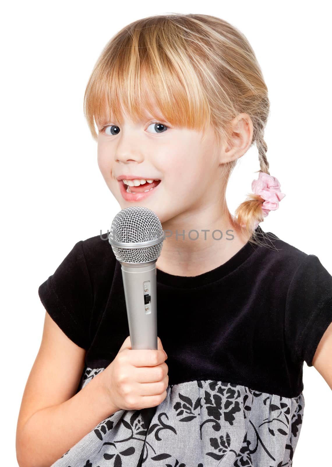 Child with microphone singing by naumoid