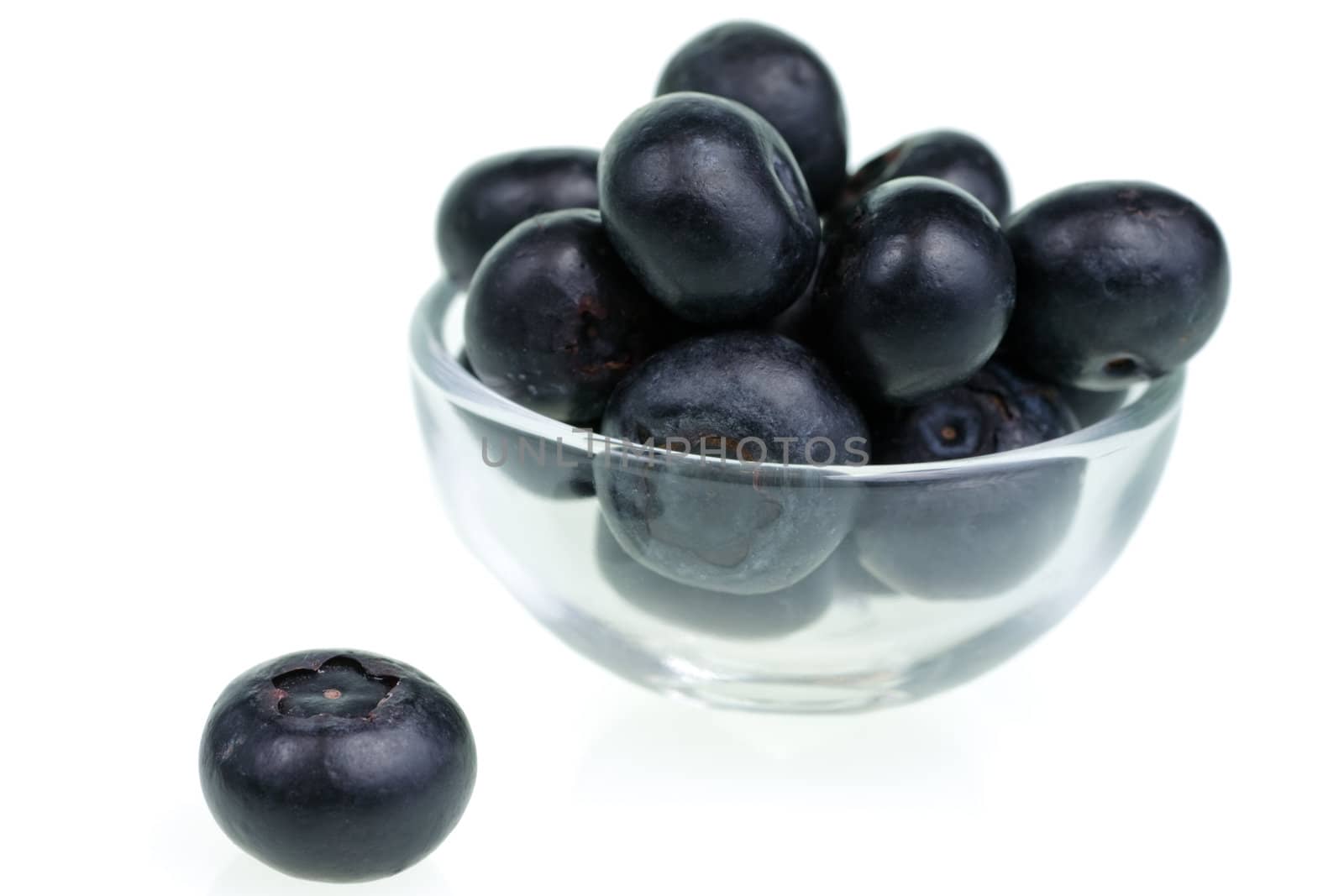 Bowl of Blueberries on white background