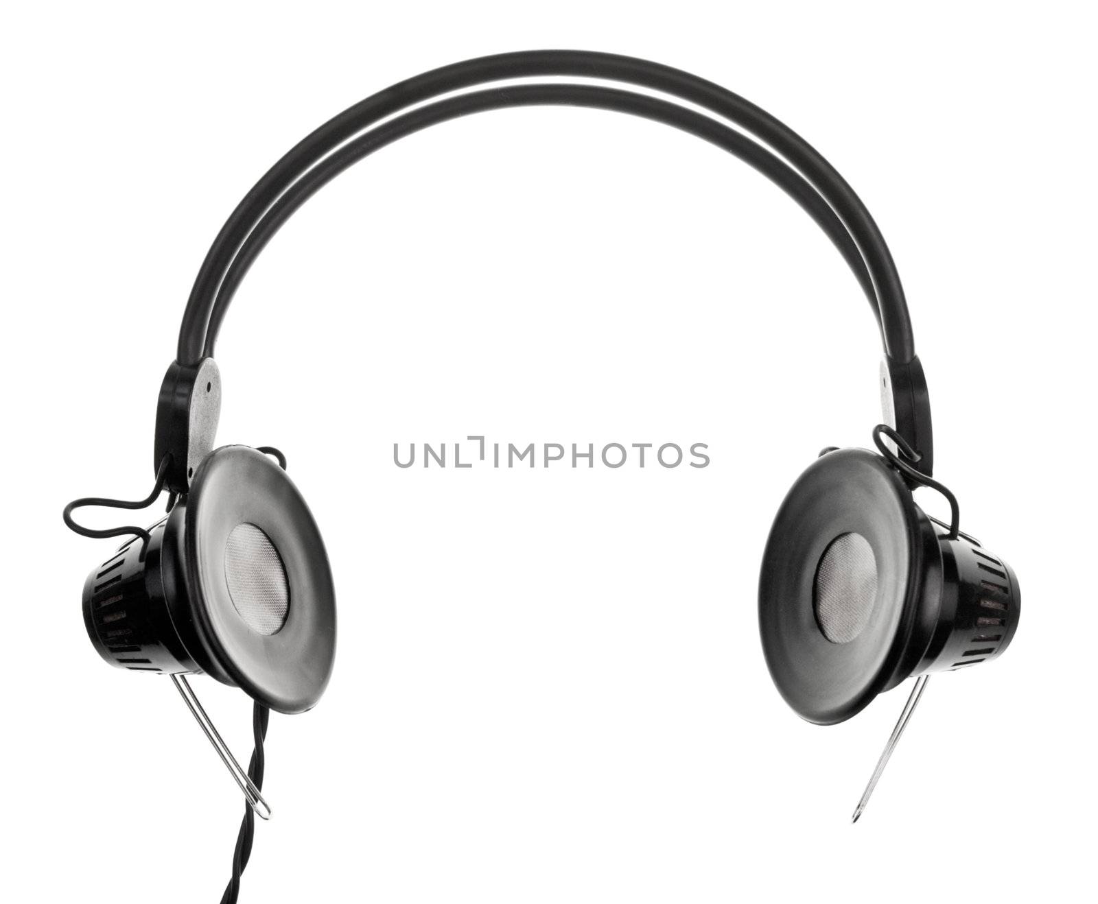 Vintage headphones on white background