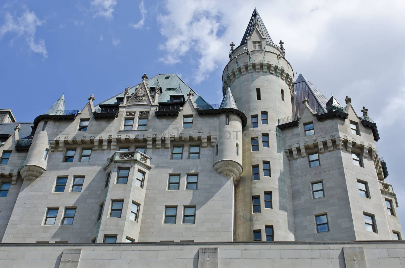 A side view of the Fairmont Chateau Laurier Hotel in downtown Ottawa, Canada. A few minutes walk from Parliament Hill.