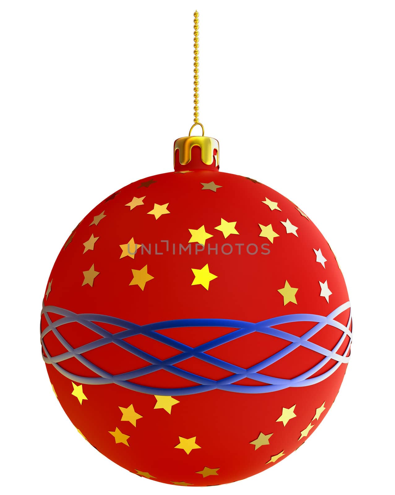 Christmas-tree ball with ornaments on white background