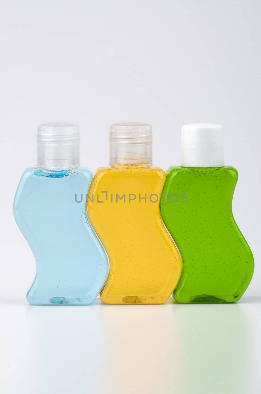 Three bottles of shampoo