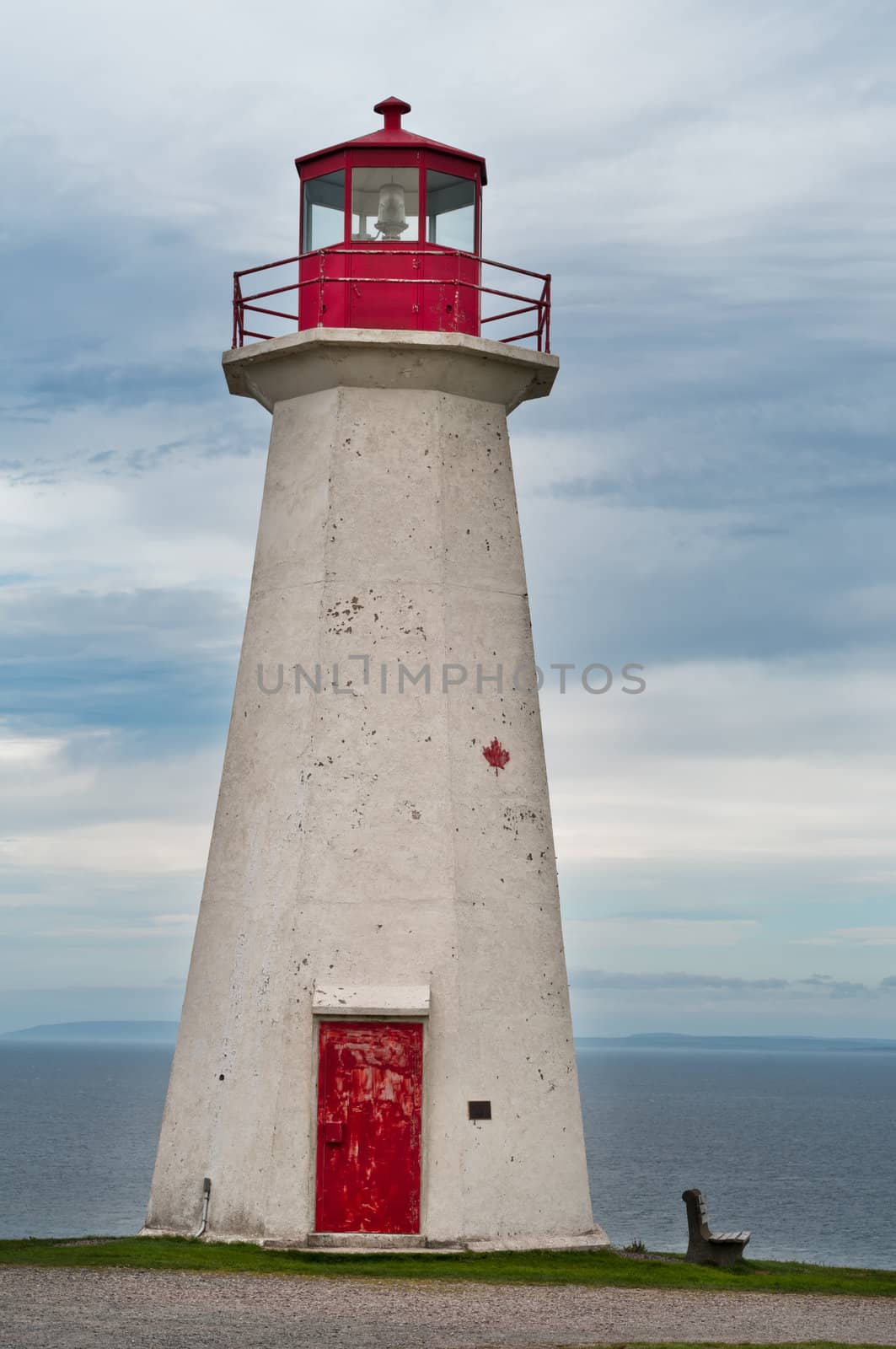 Cape george Lighthouse, on a cloudy day, Nova Scotia, Canada