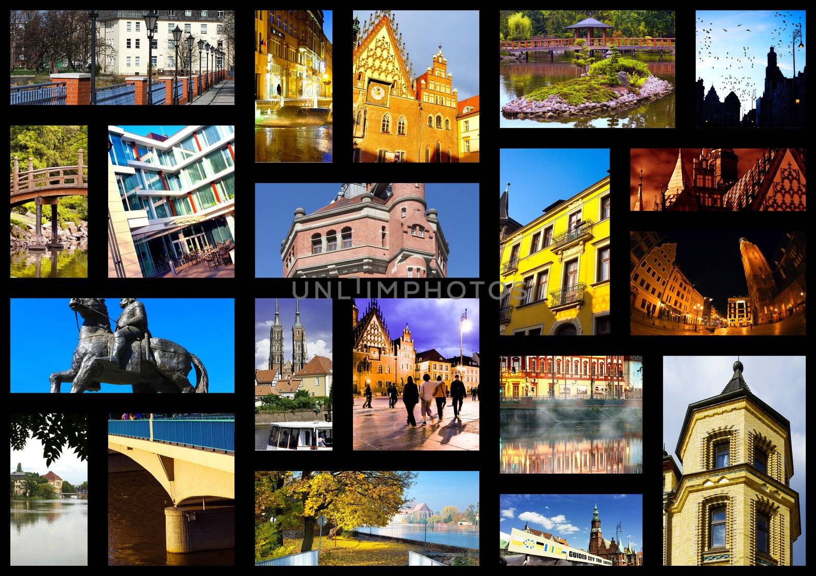 European city in collage- Wroclaw/Poland/