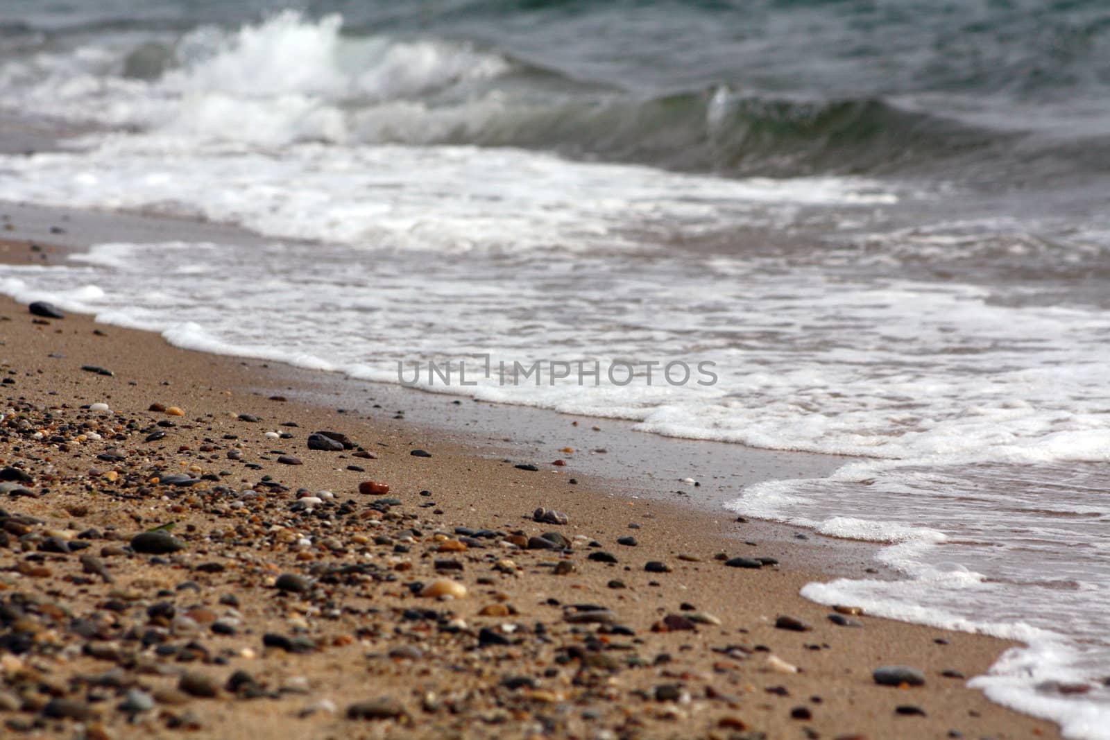 Cape Cod Massachussets Waves and Stones on the Beach