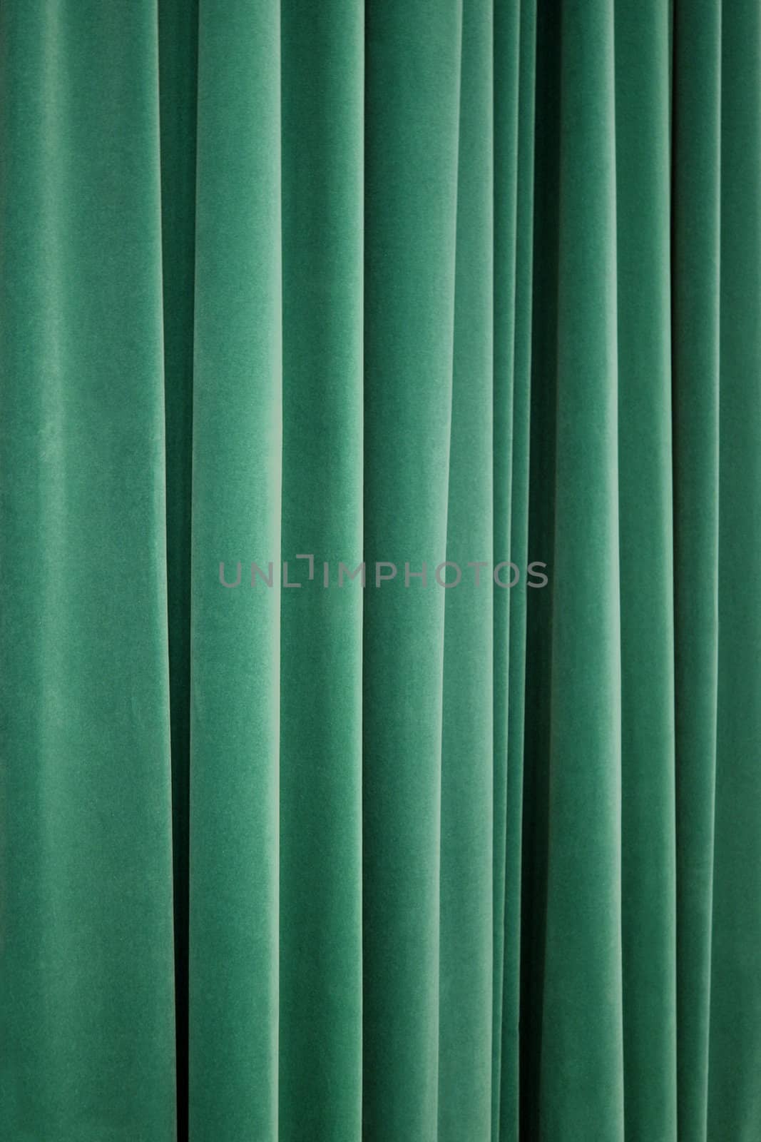 Green Theater Velvet Curtain Closeup