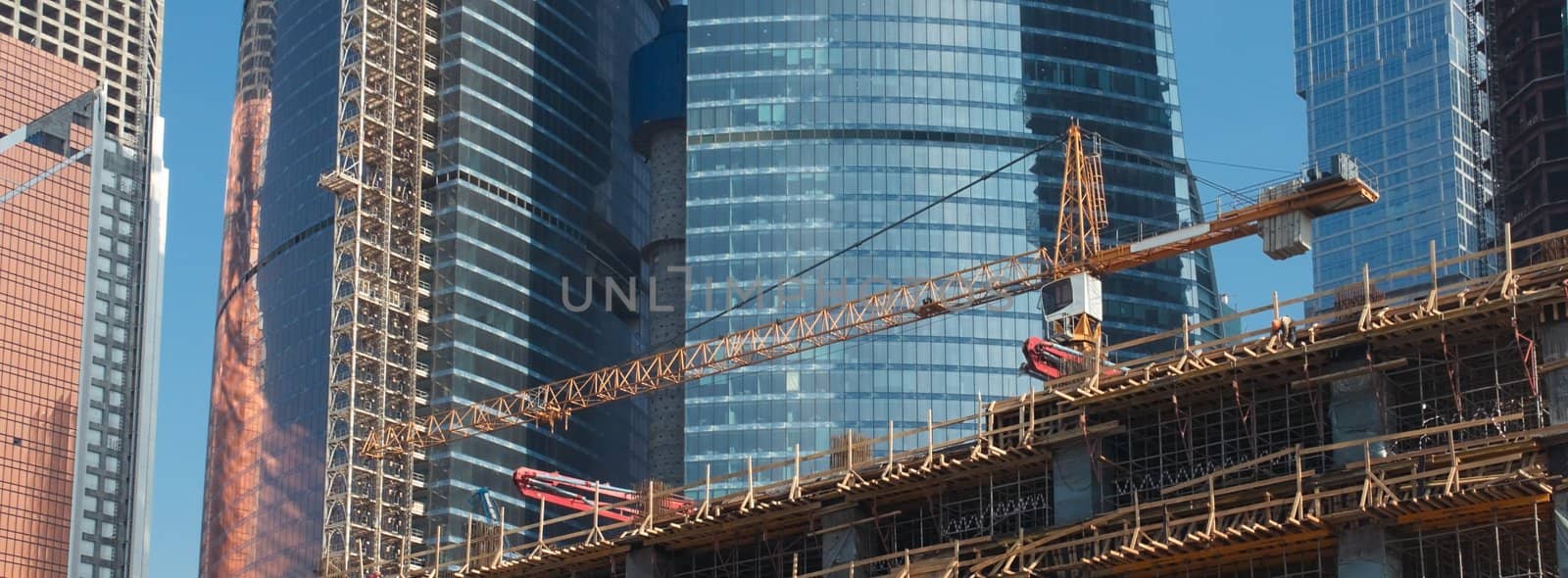 Construction of office buildings in the business center in Moscow