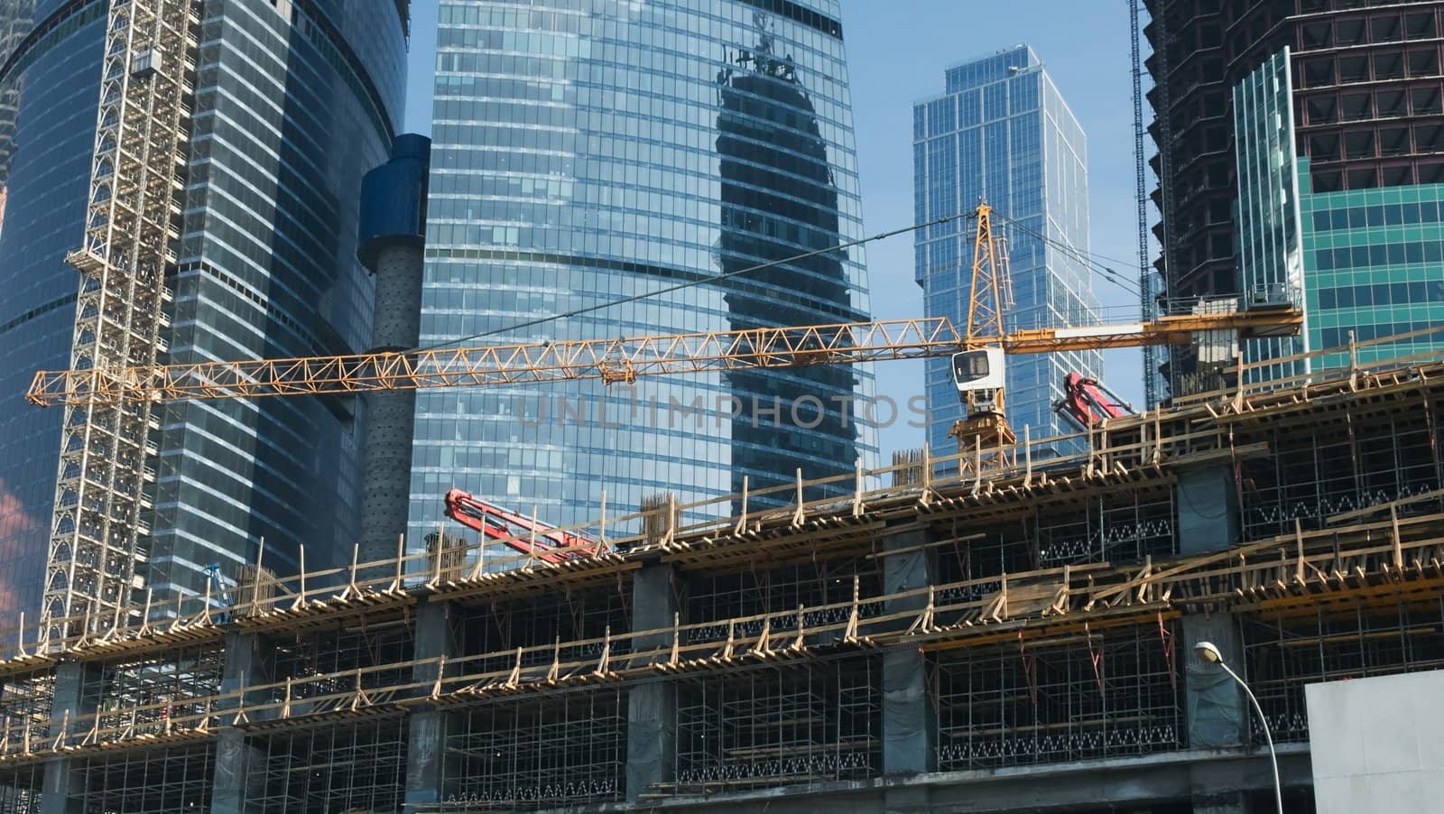 Construction of office buildings in the business center in Moscow