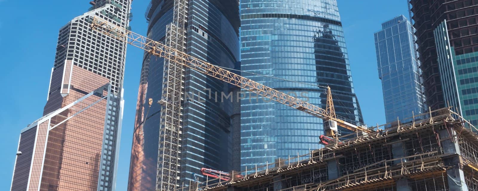 Construction of office buildings in the business center in Moscow