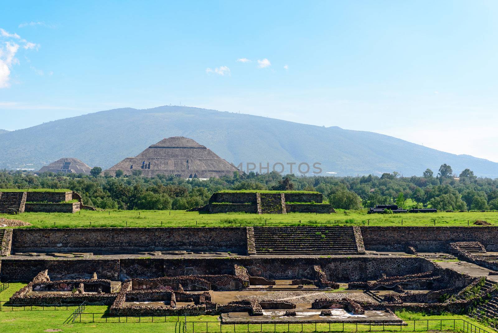 Pyramid of the Moon. City of Teotihuacan near Mexico city. Teotihuacán is an ancient sacred site located 30 miles northeast of Mexico City, Mexico. It is a very popular side trip from Mexico City, and for good reason. The ruins of Teotihuacán are among the most remarkable in Mexico and some of the most important ruins in the world. 