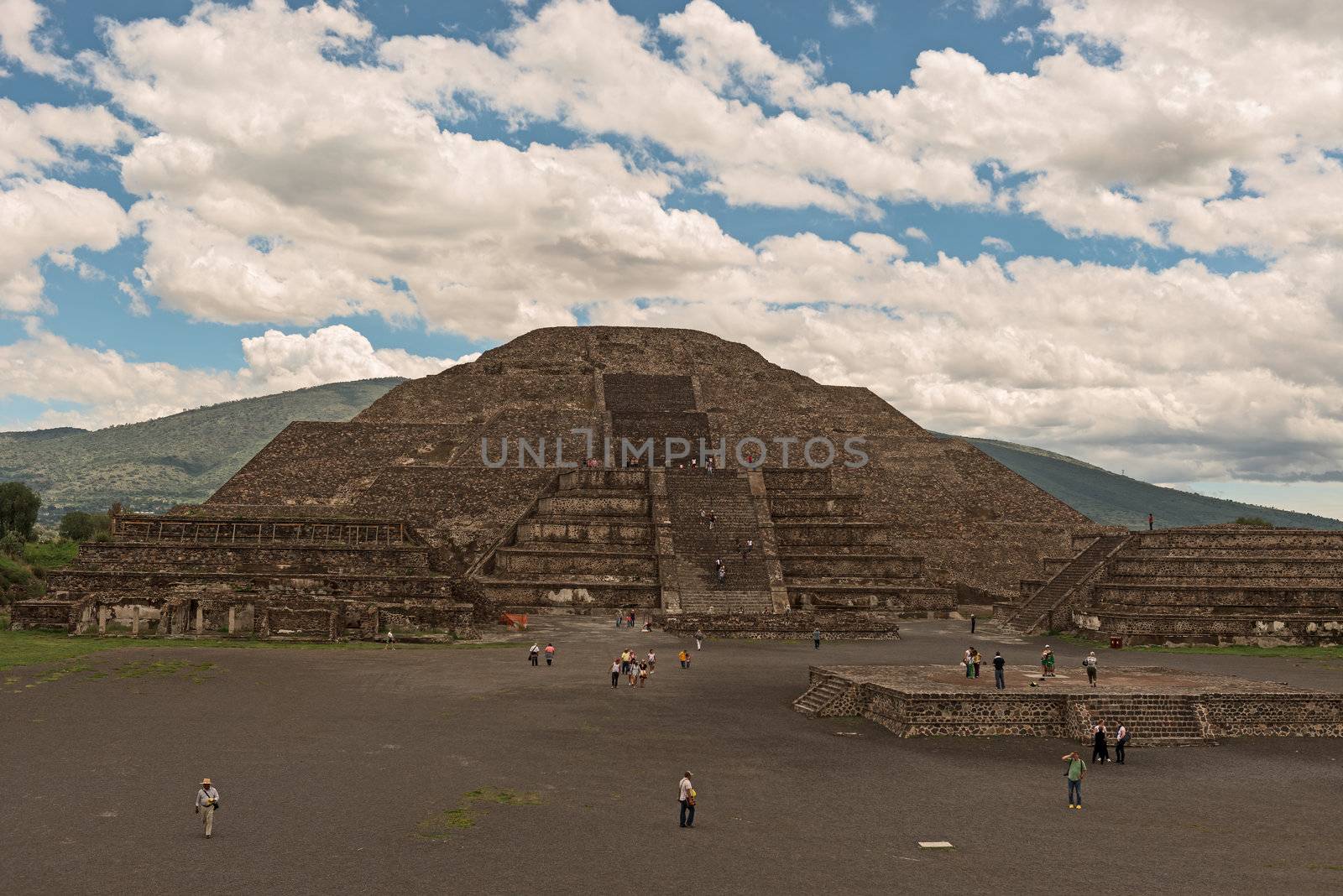 The Pyramid of the Sun, on the east side of the Avenue of the Dead, is the third-largest pyramid in the world (surpassed only by the Great Pyramid of Cholula and the Great Pyramid of Cheops in Egypt). It is the biggest restored pyramid in the Western Hemisphere and an awesome sight. Located in the city of Teotihuacán  is an ancient sacred site located 30 miles northeast of Mexico City, Mexico. It is a very popular side trip from Mexico City, and for good reason. The ruins of Teotihuacán are among the most remarkable in Mexico and some of the most important ruins in the world. 