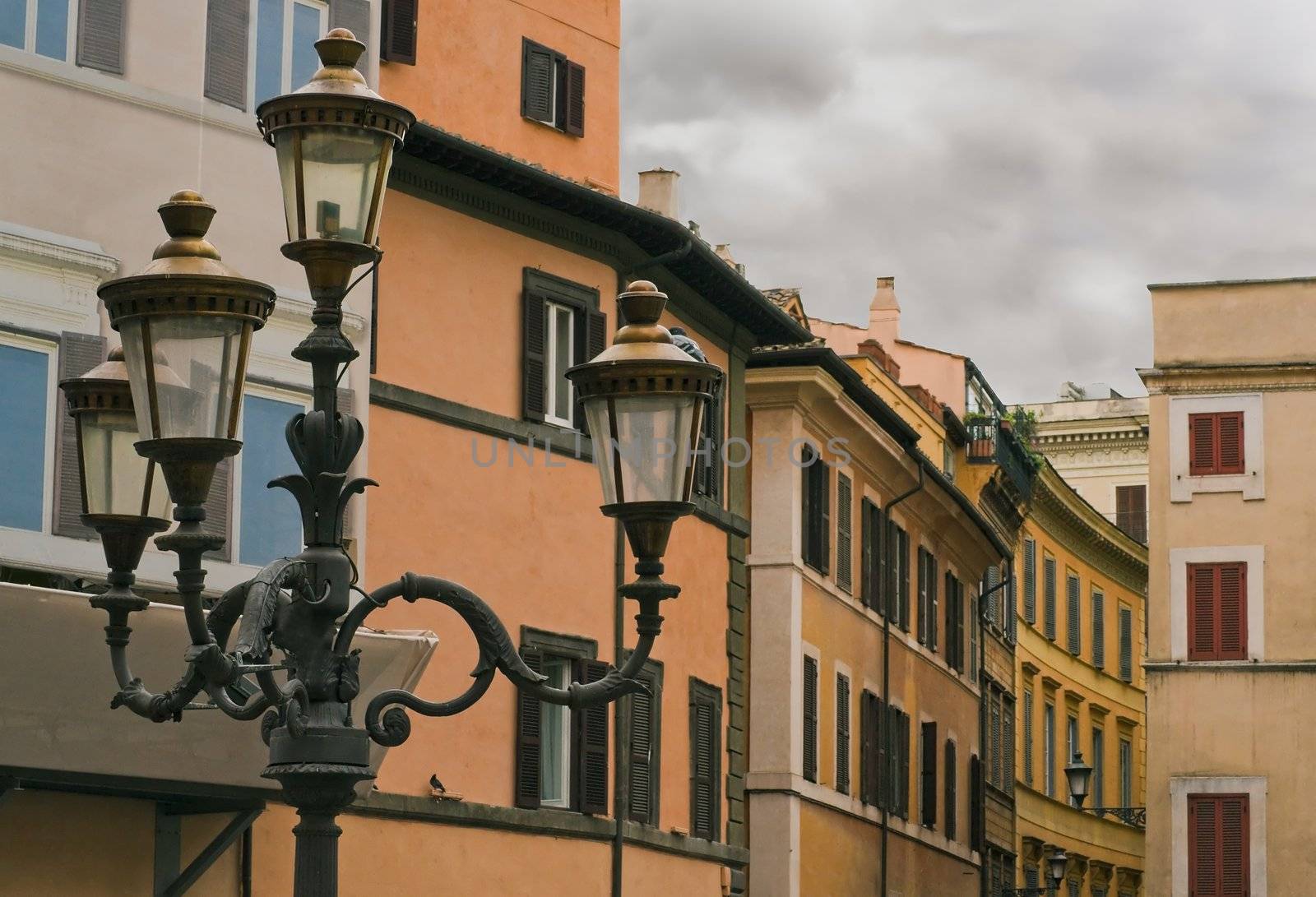 Vintage street lamp in a Roman street