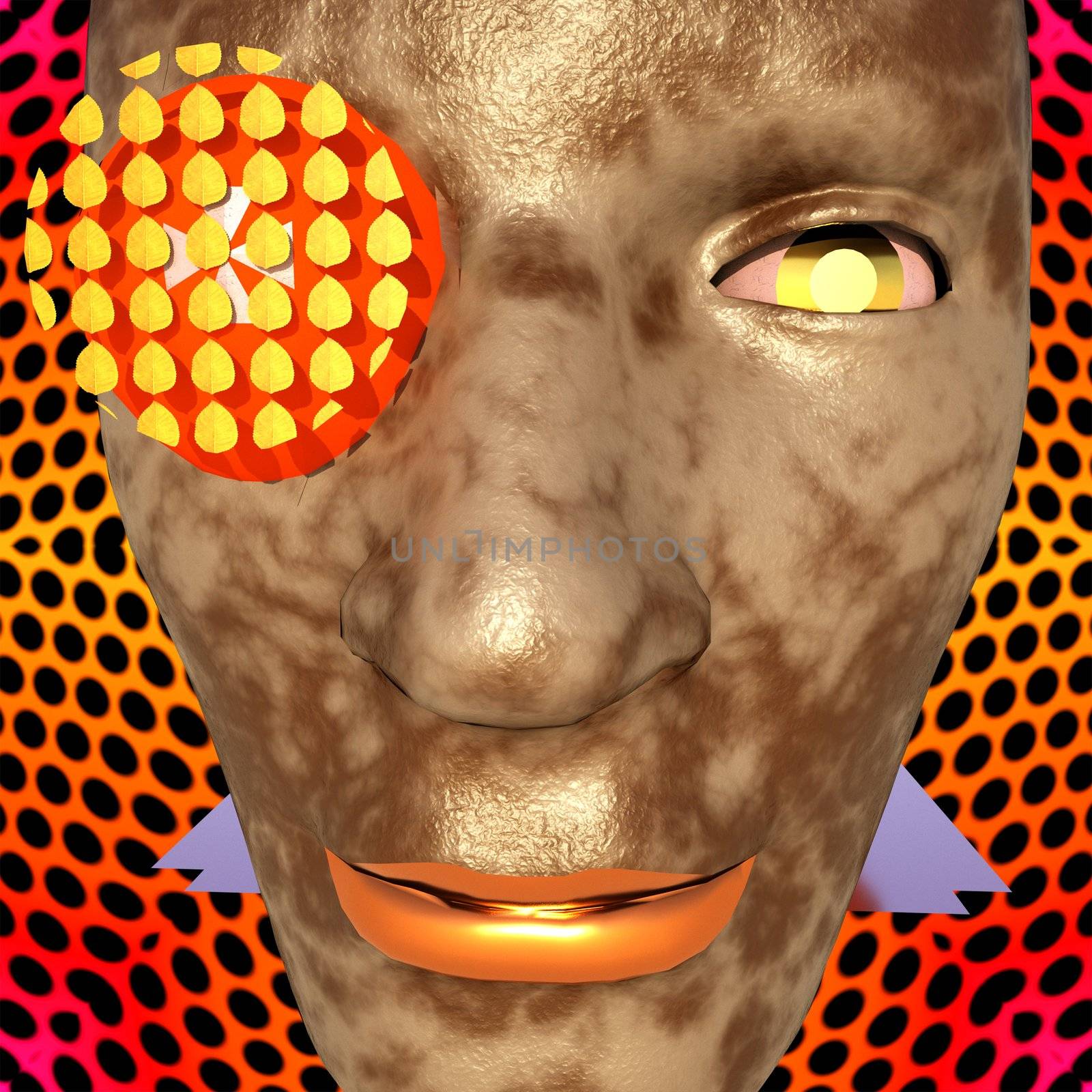 Cyborg's face close up - abstract composition