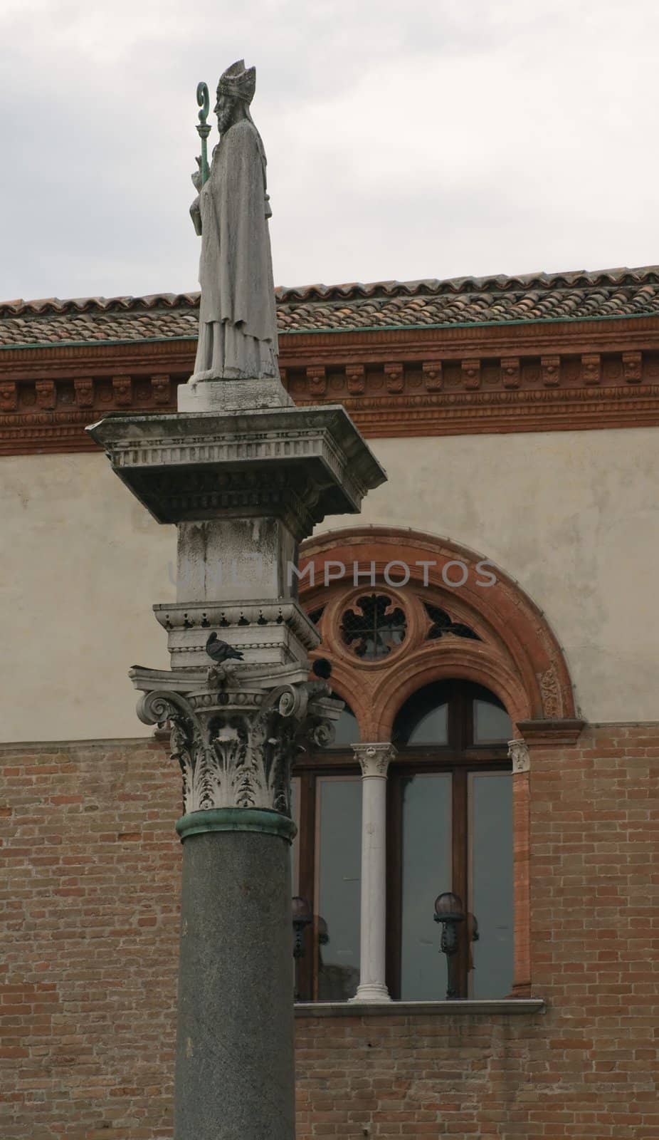 Statue of St. Apollinaris in the Piazza del Popolo in Ravenna, Italy