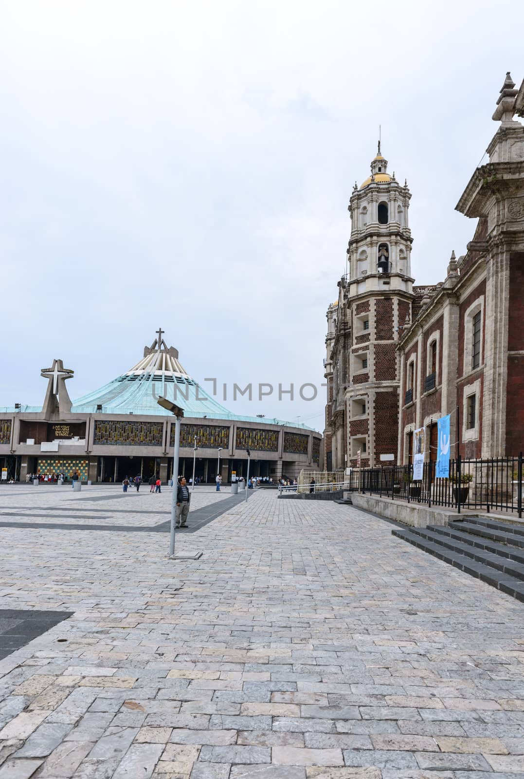 Old basilica  and the modern basilica in Guadalupe, Mexico  by Marcus