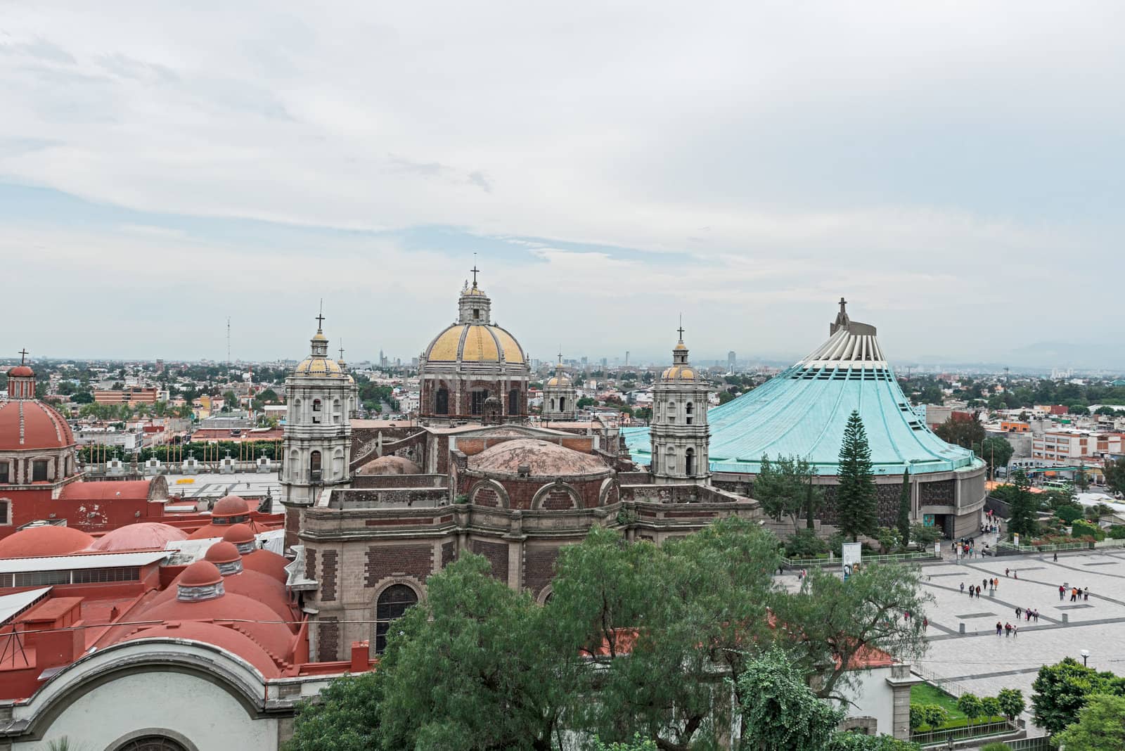 Old basilica and the modern basilica in Guadalupe, Mexico. by Marcus