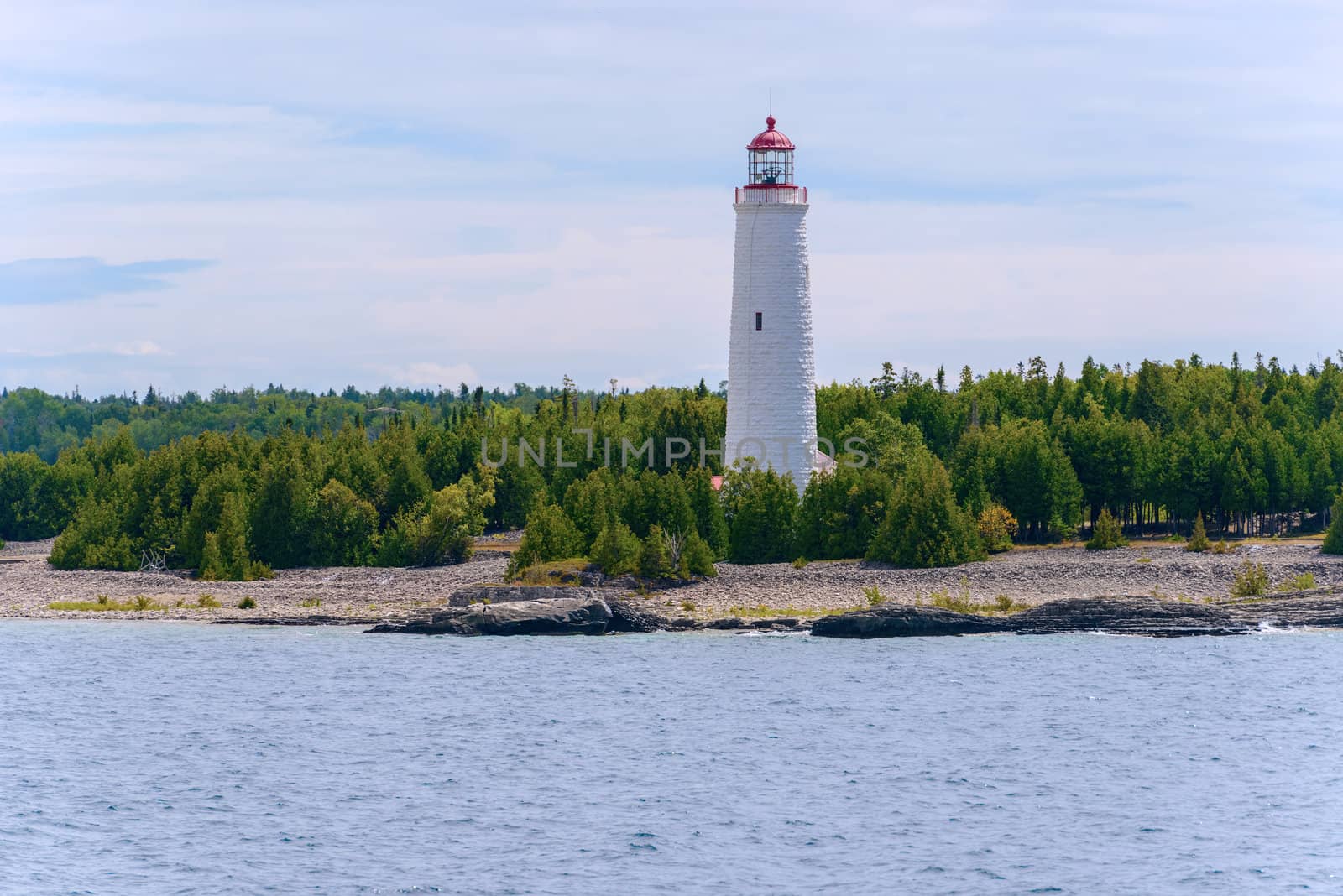 Lighthouse overlooks the Georgian bay, Ontario Canada
