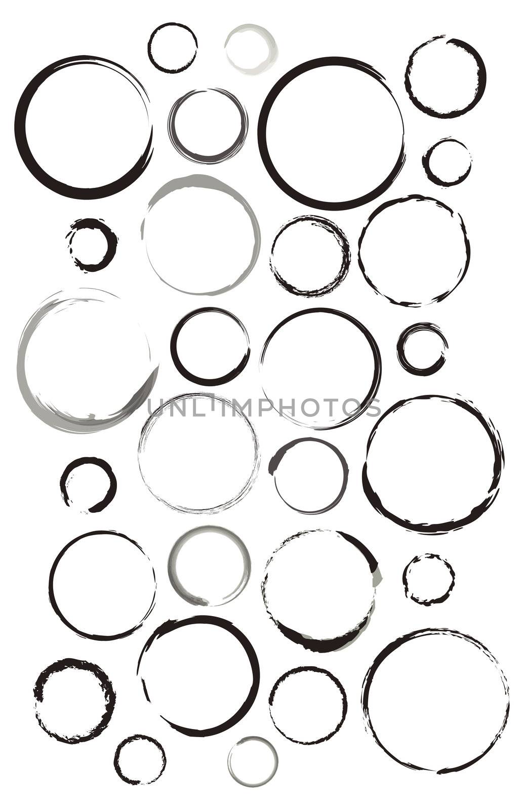 Set of multiple water rings or post stamps