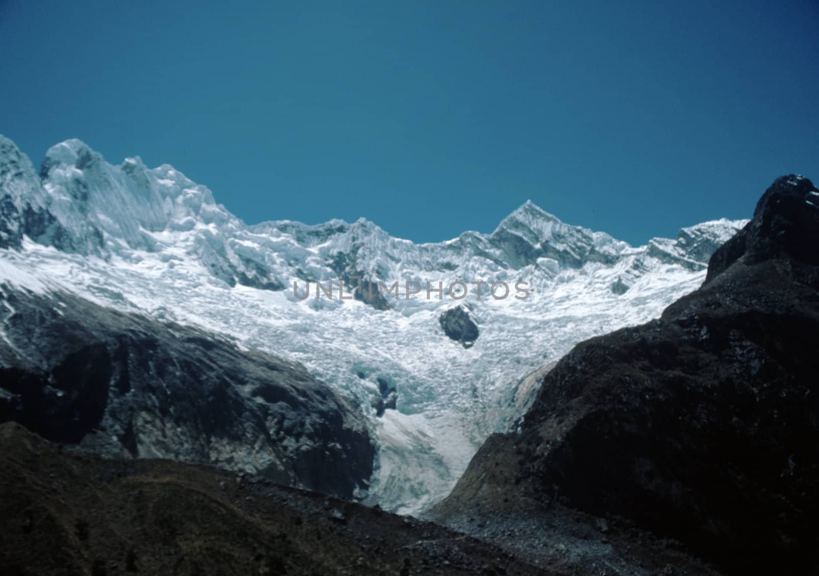 Stunning snow covered mountains in the Peruvian Andes