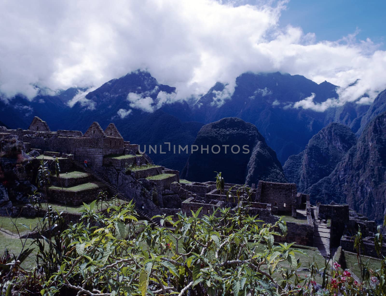 Ruins of lost Inca temple city, Machu Picchu in Peru