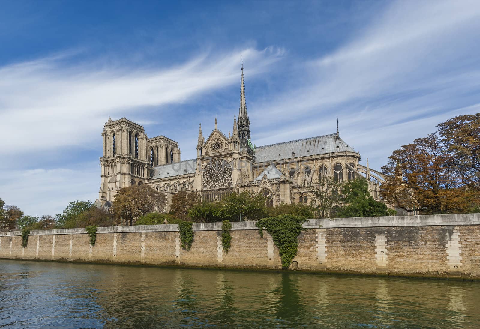 Notre Dame Cathedral started in the 12th century, located in Paris, France