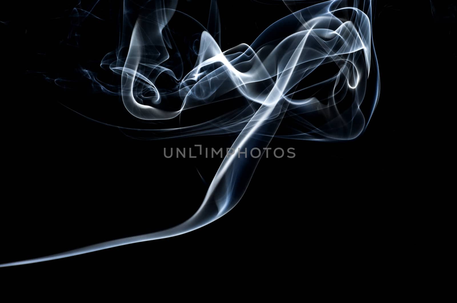 White smoke isolated on a black background