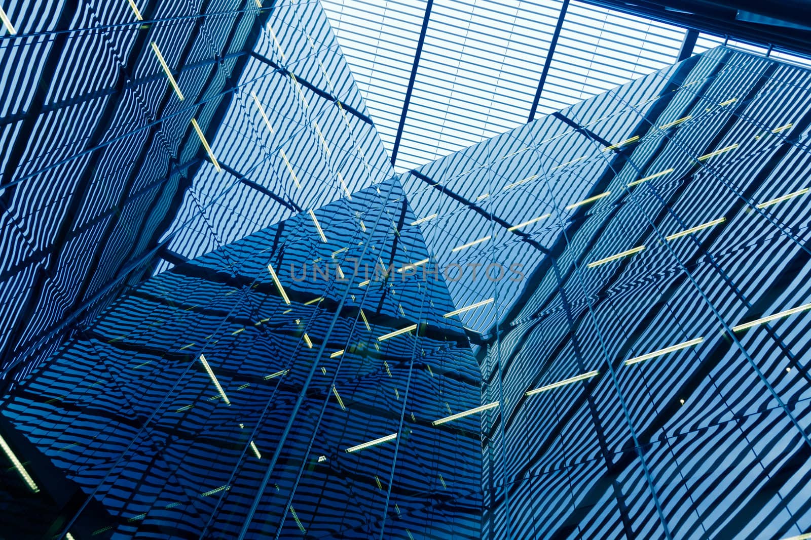 Reflections in windows of an office building