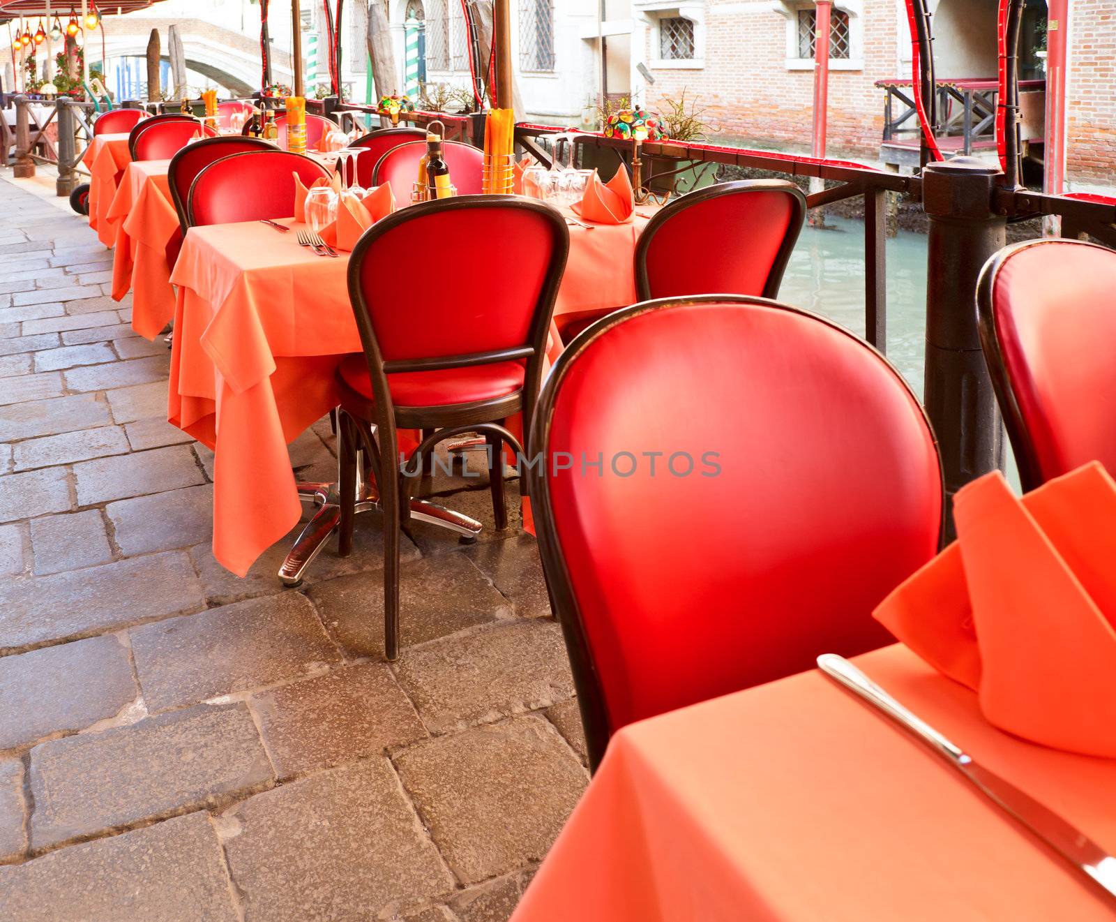 Romantic outdoor restaurant in Venice