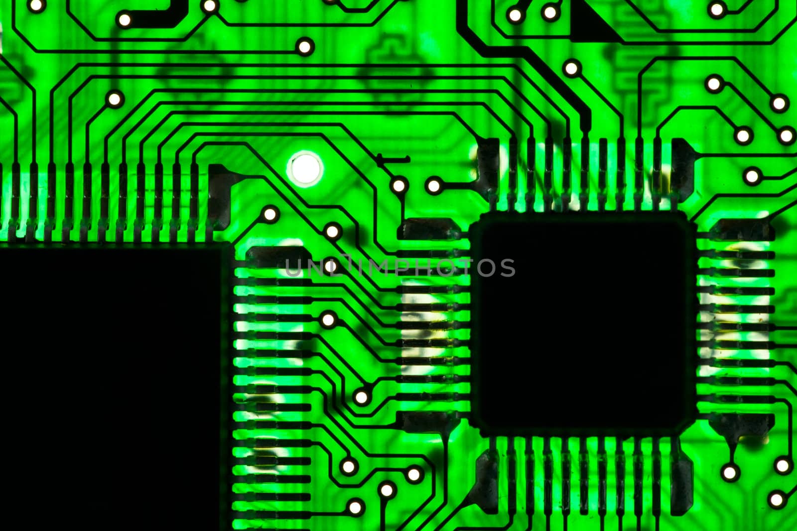 Green transparent circuit board with microchips