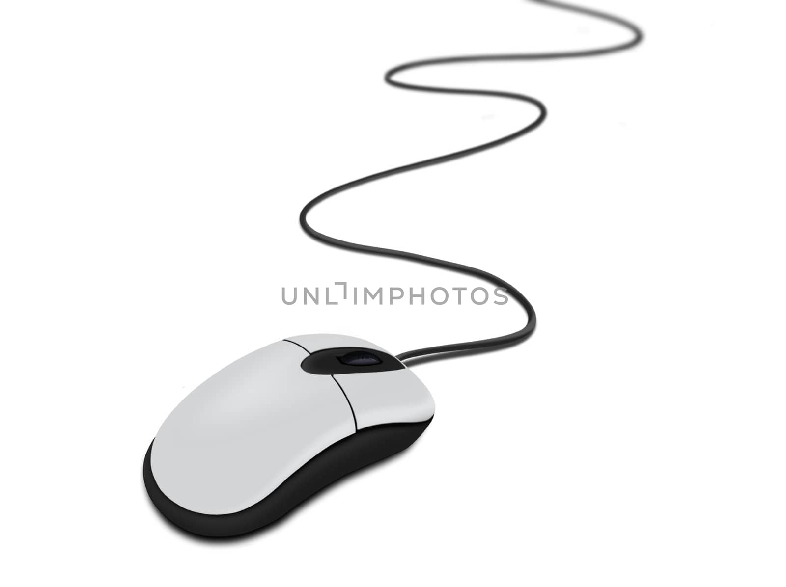 Gray mouse with cable