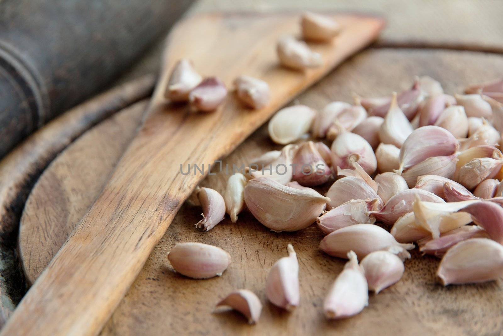 close up of Organic garlic