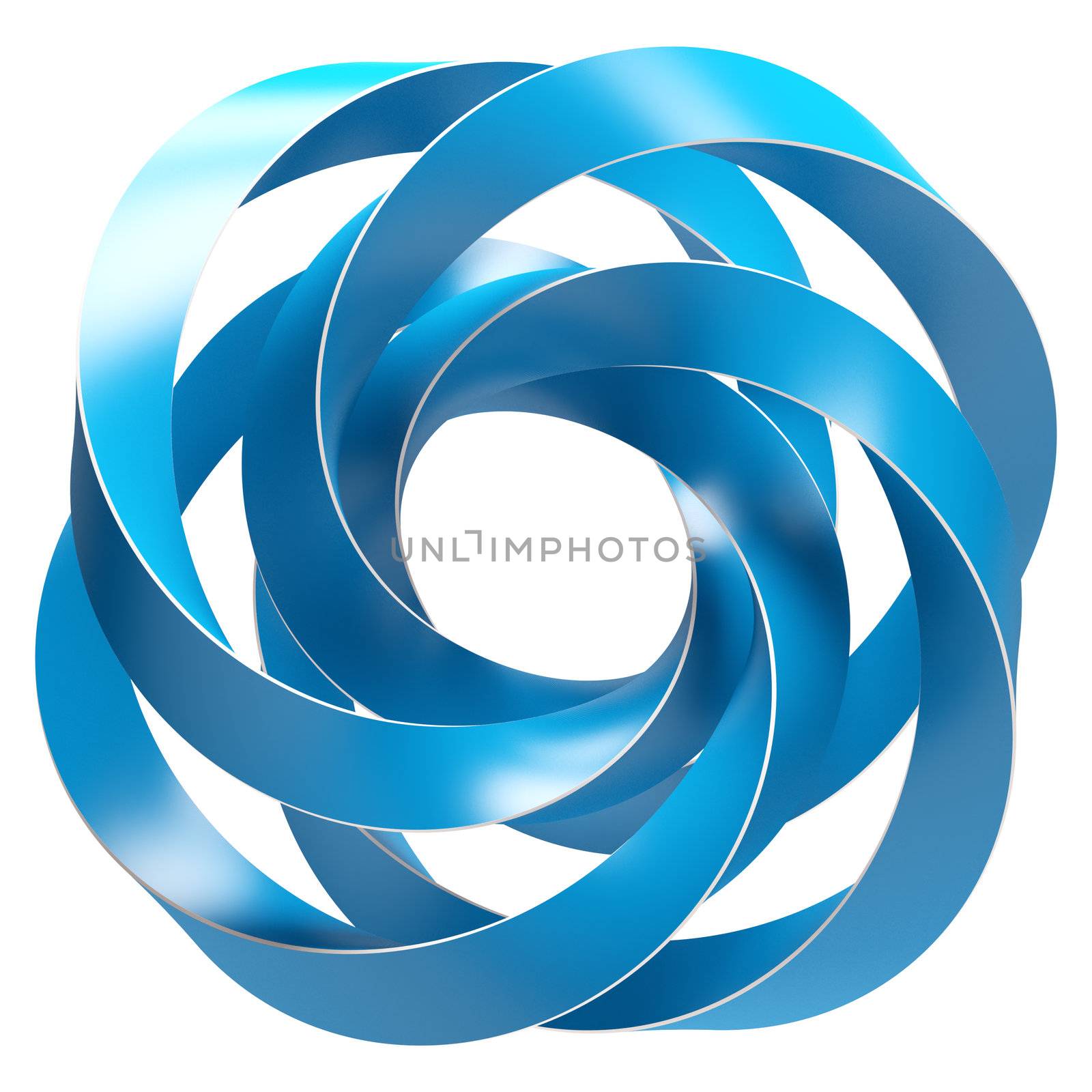 3d Illustration of Blue Abstract Shape Isolated on White