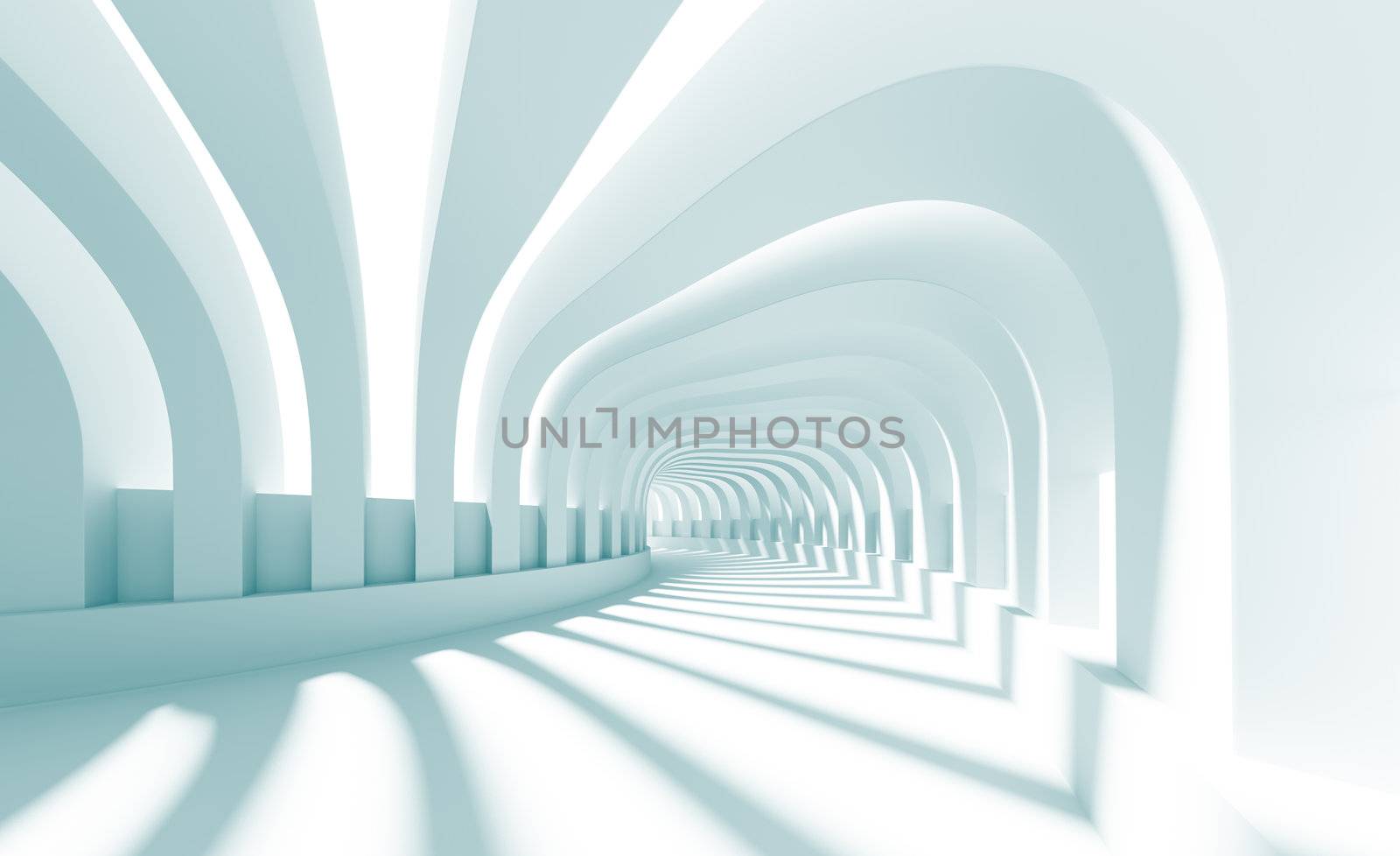 3d Illustration of Blue Abstract Architecture Background