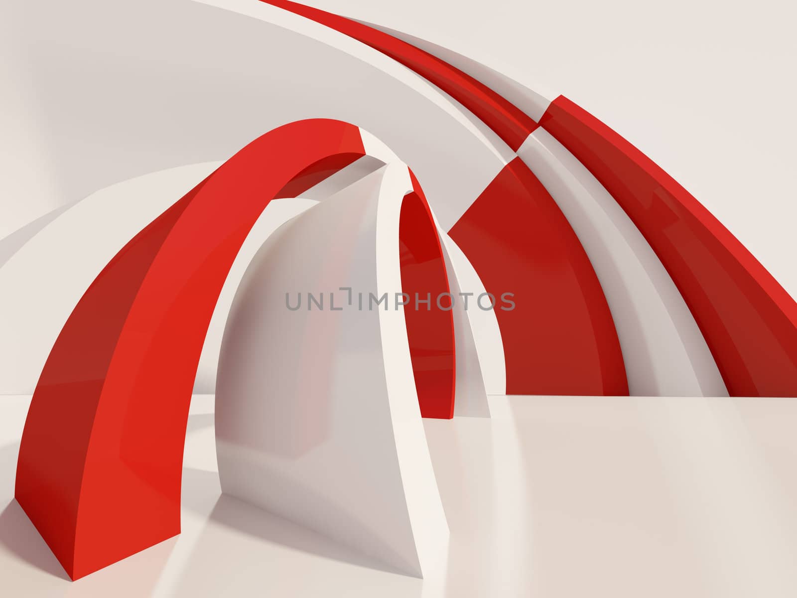 3d Illustration of Red Abstract Architecture Background