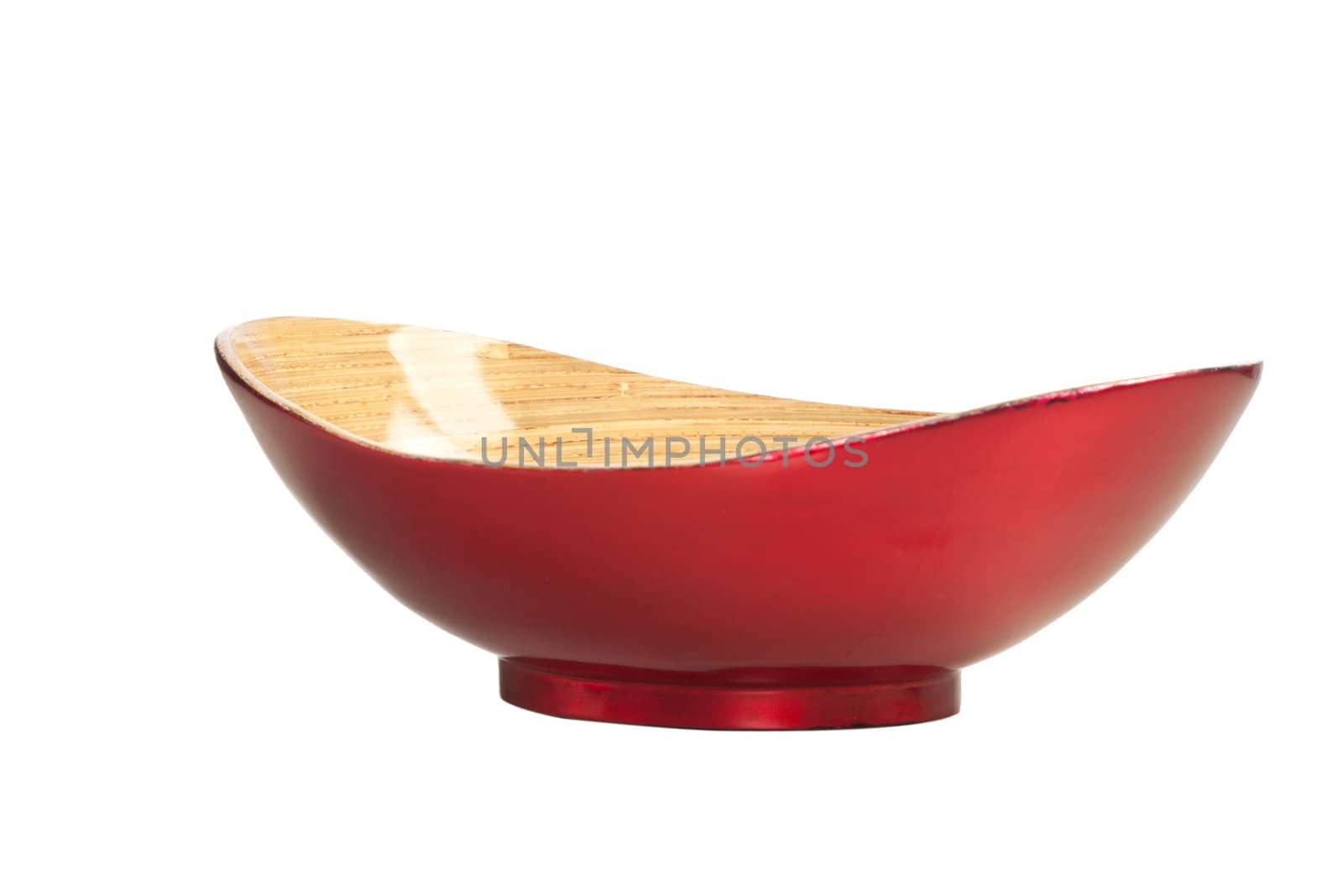 Red Wooden Bowl Isolated on White