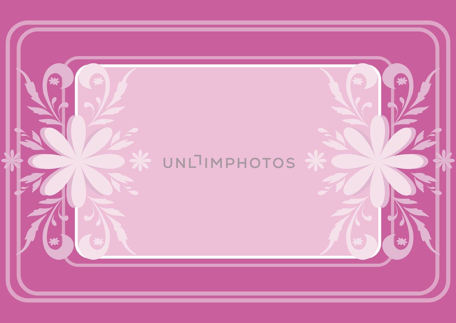 Abstract floral background with flowers silhouettes and frame