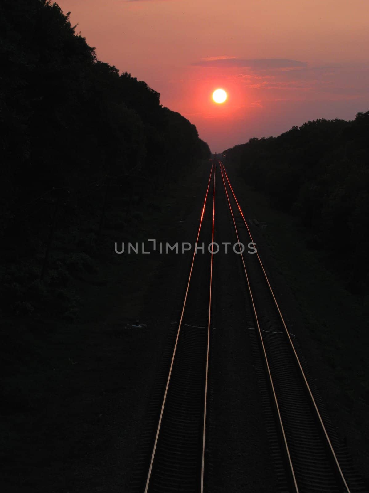 sunset over railway