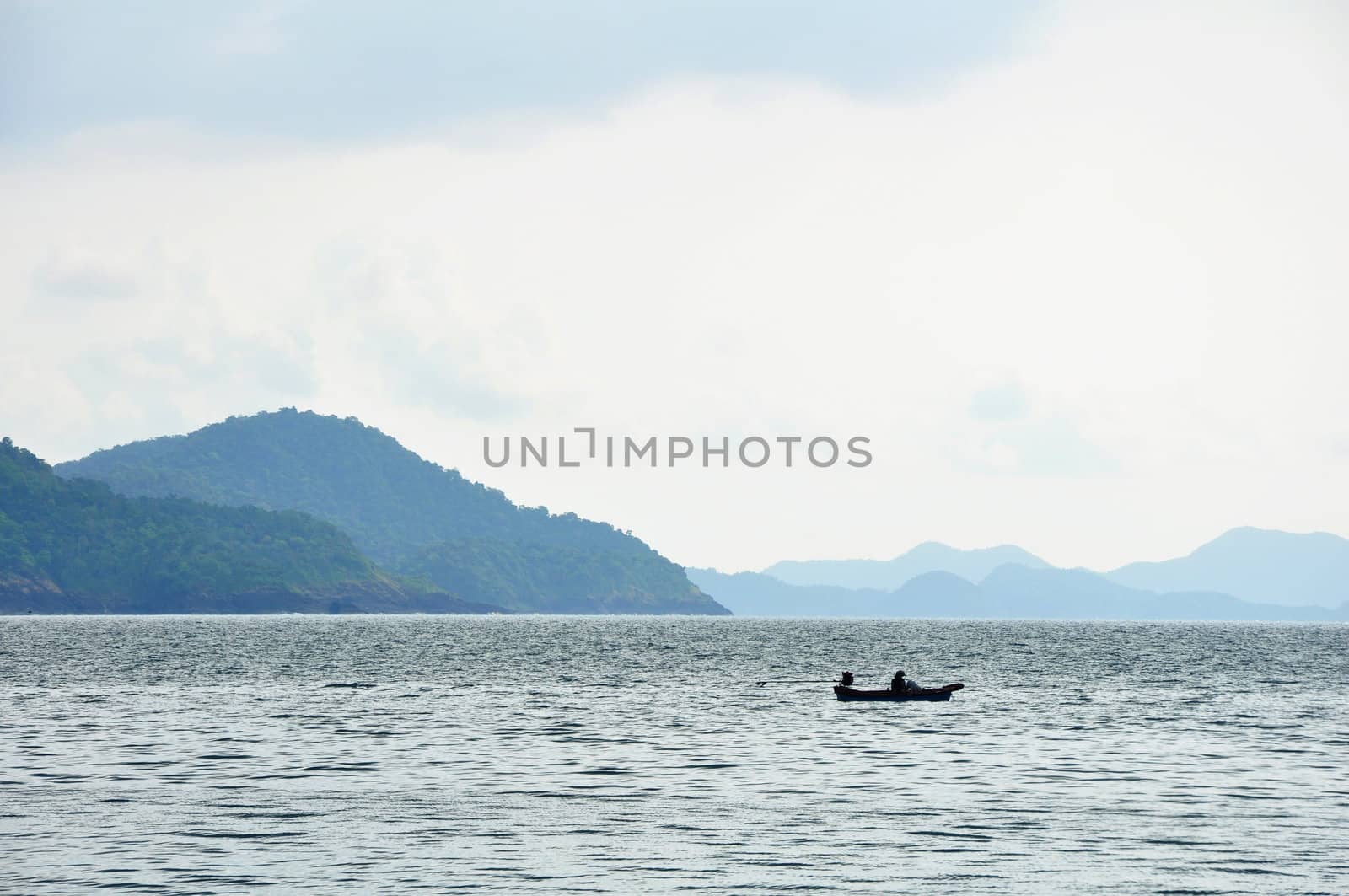 Alone boat on sea at Chang Island, Thailand